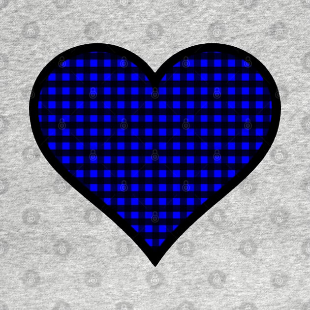 Cobalt Blue and Black Gingham Heart by bumblefuzzies